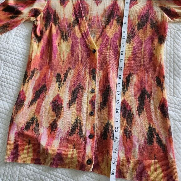 Ann Taylor silk and linen print 3/4 sleeve cardigan sweater - Picture 10 of 12